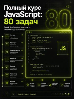 Полный курс по Javascript (включает 80 задач) Постер товара: Полный курс по Javascript (включает 80 задач)