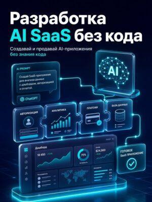 Разработка AI Saas приложений с помощью AI инструментов без кодинга ChatGPT Постер товара: Разработка AI Saas приложений с помощью AI инструментов без кодинга ChatGPT